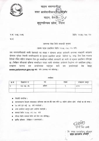 अमिन पद को लागि करारमा कर्मचारी आवस्यकता सम्बन्धि सूचना